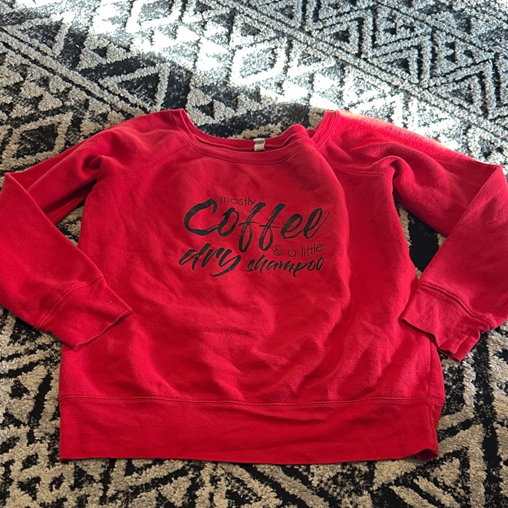 American Apparel Red Off-the-Shoulder Sweater